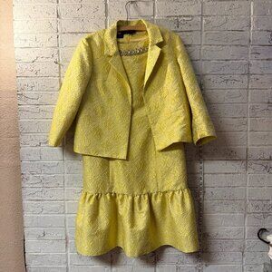 🌼 Carlisle Collection Yellow Brocade Dress & Jacket Set –  12 Dress / 10 jacket